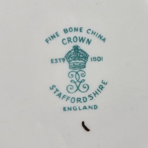 Crown Staffordshire Cup & Saucer Fine Bone China Pink Rose Floral Gold Accents - Picture 9 of 16